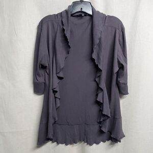 Express Ruffled Grey Cardigan